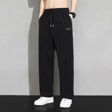 Men's relaxed, loose-fitting sports trousers - Straight cut - Quick-drying - Elasticated waistband - For everyday wear at home or in a nightclub - Grey (1/5)