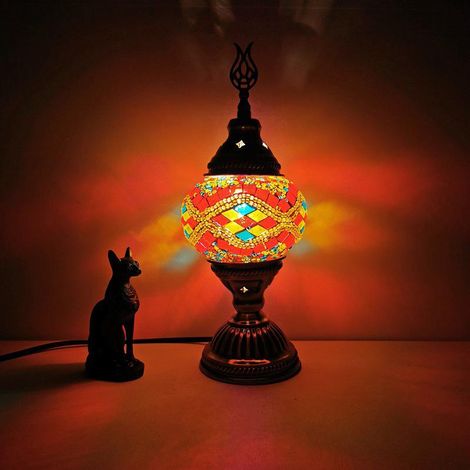 Lampe de table en cristal de Türkiye, Idées cadeaux romantiques pour chambre à coucher avec Encaje et mosaïque exotique (1/5)