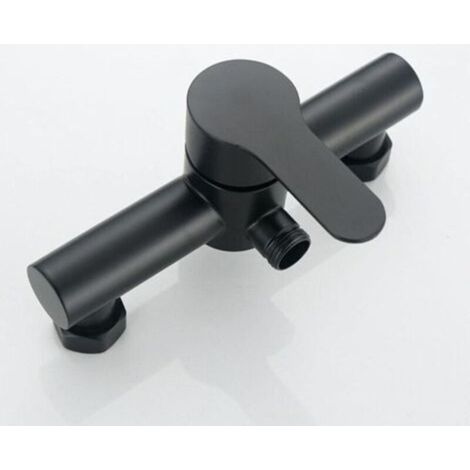 Robinet de douche de salle de bains en acier inoxydable noir, pomme de douche murale, robinet de baignoire (1/4)