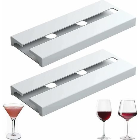 (White, 2) 10" Hanging Wine Glass Holder - No Drilling Required, Large Capacity, Hanging Wine Glass Holder for Kitchen Counter (1/5)