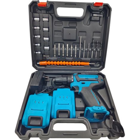 Perceuse Visseuse Sans Fil 21V, Perceuse à Percussion 2 Vitesses avec 2 Batteries Lithium et Chargeur, Tournevis Électrique Multifonction pour Bricolage