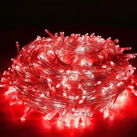 Guirlande lumineuse d'extérieur de Noël rouge 10 m 100 LED Décoration de Noël intérieure et extérieure Guirlande de fête Mariage Jardin (1/4)