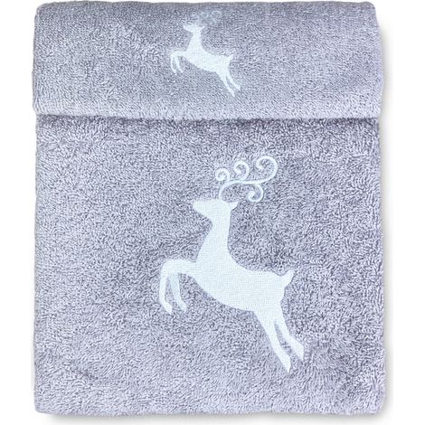 SET asciugamani CERVO GRIGIO puro cotone Made in Italy (1/5)