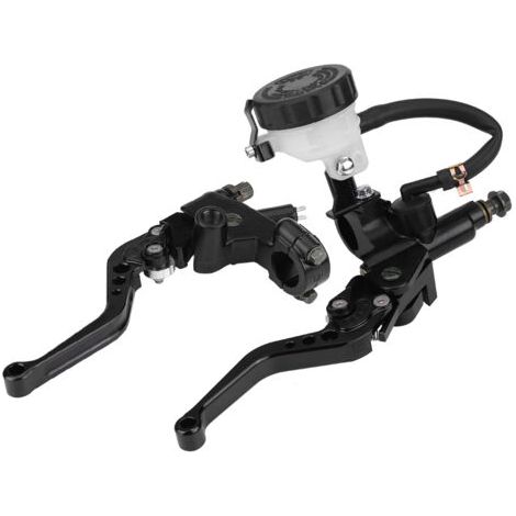 Aramox leviers de maître-cylindre de frein pompe de frein avant moto, universels 7/8"(22mm) en aluminium pour moto, ensemble de leviers de réservoir de maître-cylindre de frein de moto, noir (1/5)