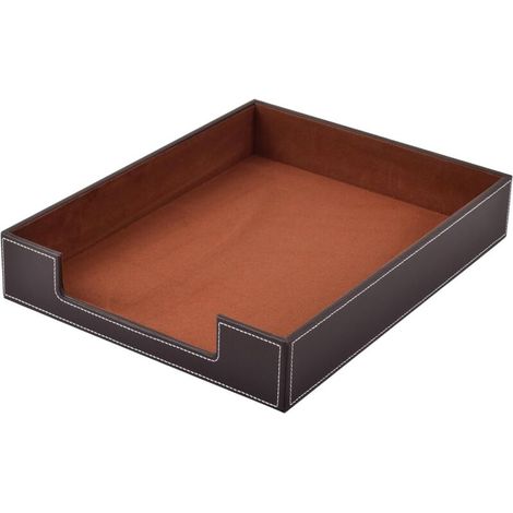 Boîte de rangement en cuir pour courrier, documents, magazines, bijoux et cosmétiques – Organiseur de bureau ou de table basse empilable (1/5)