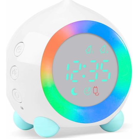 Kinderwecker Leuchtender LED Digital Lampe Wecker Nachtlicht Mädchen Jungen Tag Nacht Kind Einstellbare Lautstärke Schlummerwecker USB Aufladen