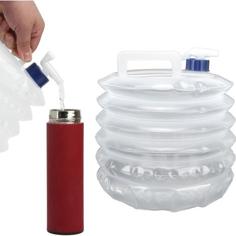 Tragbarer, faltbarer Wasserbeutel in Lebensmittelqualität mit Zapfhahn (mit Füllstandsanzeige) 10 l (1/5)