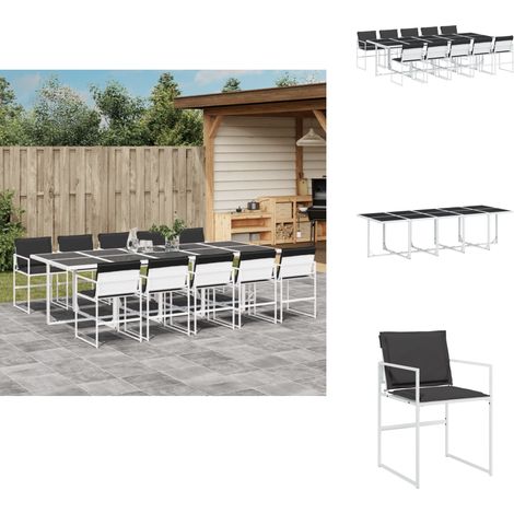 Ensemble à manger de jardin avec coussins 11pcs blanc textilène - Salon De Jardin - Mobilier De Jardin - Set De Jardin - Table De Jardin - Chaises De Jardin (1/5)