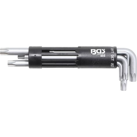 BGS Juego de llaves angulares extralargas perfil T (para Torx) con orificio T10 - T50 8 piezas - 805