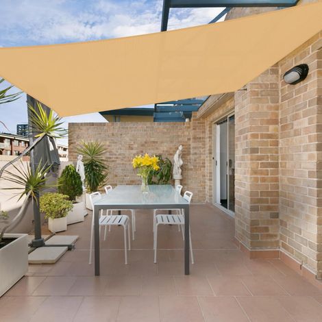 Quadratisches Sonnensegel 2x2m, wasserdicht, 160 g/m² Schattierungsgewebe, 95% UV-Schutz, für Garten, Terrasse, Balkon, Außenbereich, inklusive Befestigungsseil, sandfarben
