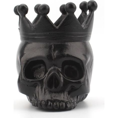 Bougeoir tête de mort pour bougies piliers – Superbe décoration d'Halloween pour le salon, la chambre, la cuisine, l'extérieur et plus encore.(noir) (1/5)