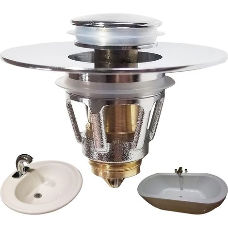 Filtre de vidange universel pour lavabo, Anti-Bloqué Inoxydable Bouchon lavabo poussoir bloque ,bonde de lavabo ,Flitre Cheveux Anti-Odeur pour Les Trous de 1.33” à 1.49”