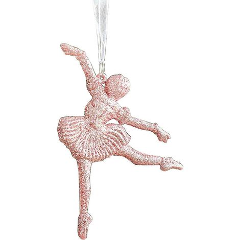 Weihnachtsanhänger aus Kunststoff, Balletttänzerin-Form, zum Aufhängen, für Weihnachtsbaum, Tür oder Fenster, Weihnachtsgeschenk, Rosa (1/5)