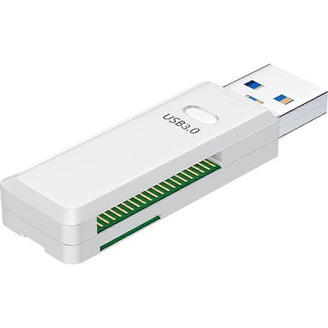 Lecteur de cartes 2 en 1 USB 3.0 TF/SD, transmission de données haute vitesse, lecteur de cartes à puce pour PC et ordinateur portable (blanc) (1/5)
