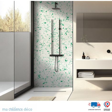Panneau de douche : Terrazzo di Arogno - Couleur Vert signalisation - Alu composite - 90 - 245 (1/4)