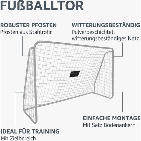But de football 240 x 170cm pour enfants avec filet et mur de tir. Structure robuste avec pointes pour toutes situations de jeu (1/5)
