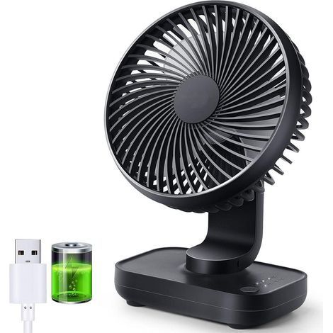 Ventilateur Rechargeable USB, 4000mAh Batterie Petit Ventilateur Bureau de Table Puissant, 4 Vitesses, Mini Ventilateur Portable Détachable - Pour Maison, Chambre, Bureau, Extérieur (1/5)