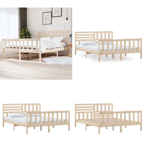 Cadre de lit sans matelas bois massif 160x200 cm - Cadre De Lit - Lit Double - Lit En Bois - Meuble Chambre - Literie - Home & Living (1/5)