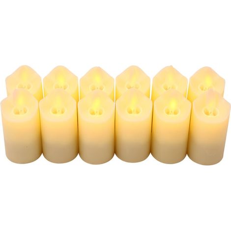 Bougie LED Rechargeable - Colonne Thermique Sans Flamme - Lumière Jaune 2700 K - 4 Modes Clignotants - Télécommande Incluse - 12 Pièces (1/4)