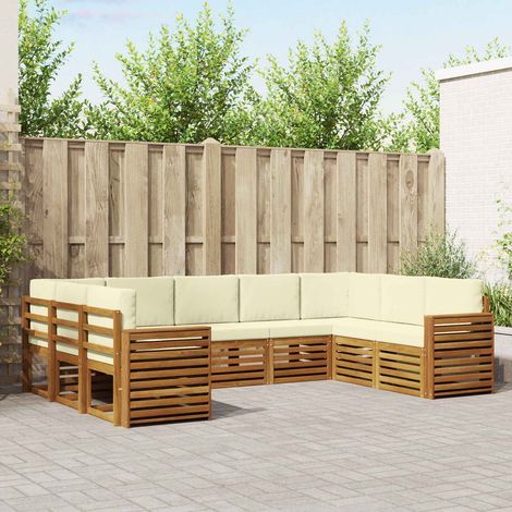 vidaXL Ecksofa Set mit Kissen 9 pcs Natur und Creme (1/5)