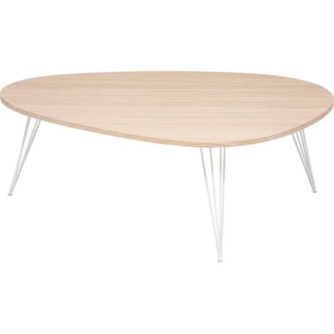 Table basse en bois et pieds en métal blanc 112 x 80 x H 40 cm - Atmosphera