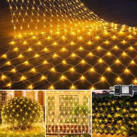 Guirlande Lumineuse 3x2M 200 LED Filet Lumineux avec Prise, Rideau Lumineux Étanche avec Minuterie 8 Modes pour Lumiere Exterieur Terrasse Jardin Balcon Décoration Mariage Buisson - Blanc Chaud