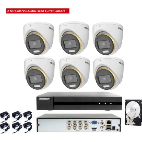 Kit Videosorveglianza Hikvision DVR con 6 Telecamere 2MP ColorVu Audio e HDD 1TB