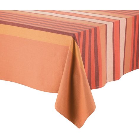 Nappe de Table Carrée en Coton Recyclé Terracotta pour Repas et Décoration 170 x 170 cm - PANGIVO