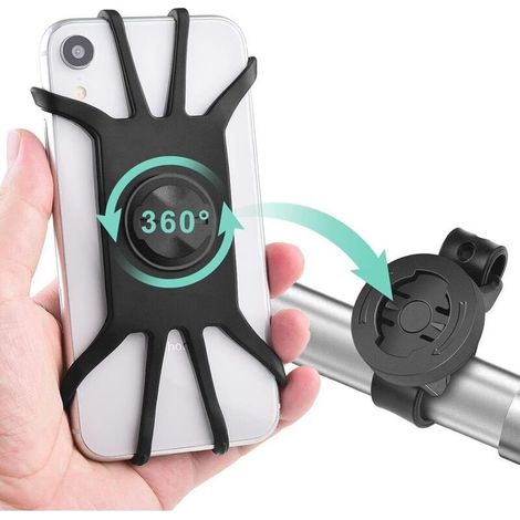 2-Piece Bicycle Phone Mount [360° Rotation], Removable Base Compatible with Garmin GPS, Universal Adjustable Silicone Handlebar Mount for Bicycles/Motorcycles, Fits All 4.0-6.5 Inch Smartphones (1/5)
