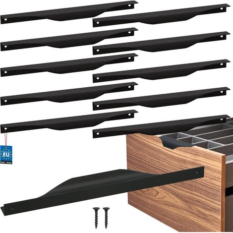KOTARBAU® Modern Edge Möbelgriffe, Aluminium, Mattschwarz, 256/276 mm, 10er-Set