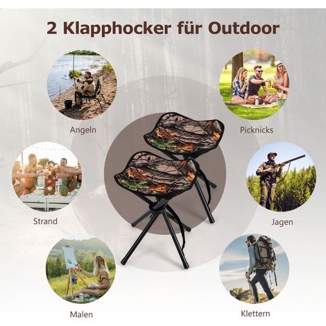 2er-Pack faltbare Jagdhocker, leicht mit Tragegurt, 32 x 32 x 40 cm
