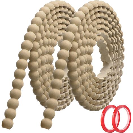 Moulure Murale Décorative Adhésive Couleur Bois (6M x 20mm) Moulure en PVC Flexible avec Bordure Perlée 3D, Baguette de Finition Hydrofuge et À Peindre pour Mur, Cadre de Miroir et Bords (1/5)