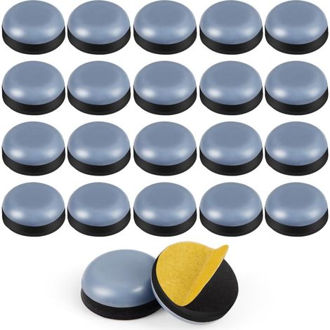 Lot de 24 patins de chaise de 1/2 pouce (1,27 cm) pour petits meubles, ronds, en téflon, adhésifs, pour tapis et moquette. (1/5)