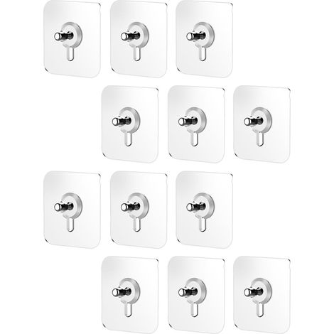 Lot de 12 crochets muraux blancs en acrylique avec ventouse (1/5)