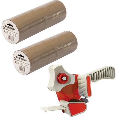 Lot de 1 devidoir plus 12 rouleaux adhesif emballage marron 48 mm x 66 mètres (1/4)