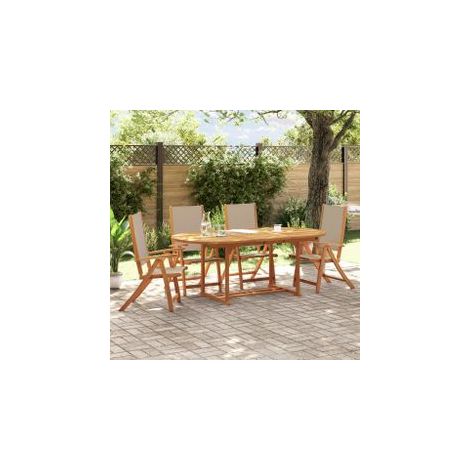 Ensemble à manger de jardin 5pcs bois d'acacia solide textilène