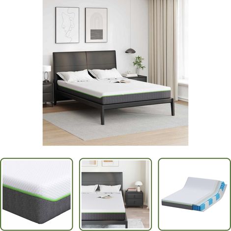 vidaXL Sommeil -  Matelas Blanc et Gris 140 x 200 cm Tissu jacquard (1/5)