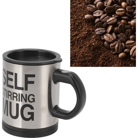 Vaso mezclador eléctrico de 400 ml con motor integrado: taza de café autoagitadora fabricada en ABS y acero inoxidable para bebidas calientes con aislamiento térmico. (1/5)