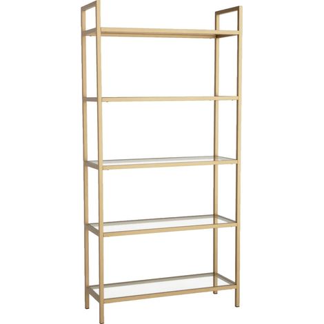 Estantería de pared h165cm de metal dorado con estantes de vidrio Lola Tall