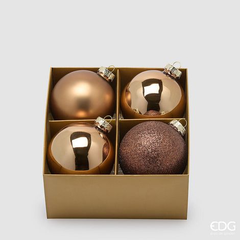 EDG Enzo De Gasperi Palline di Natale di Vetro Brown Mix diametro 8 cm - Confezione 4 pz (1/2)