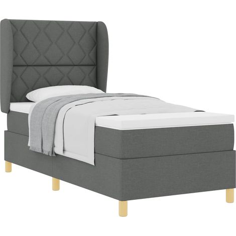 Maison Exclusive - Lit à ressorts avec tête de lit Gris foncé 190 x 90 cm tissu (1/5)