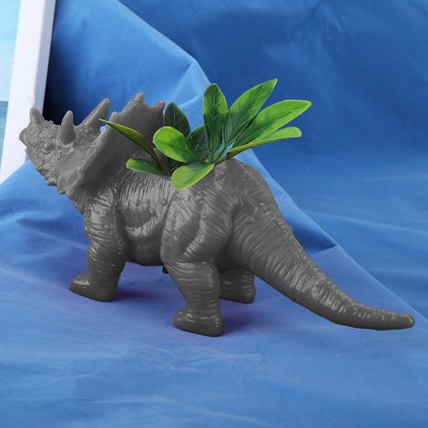 Tierischer Triceratops-Blumentopf, Kaktus, Sukkulente, Pflanzentopf, Gartendekoration (Grau) (1/5)