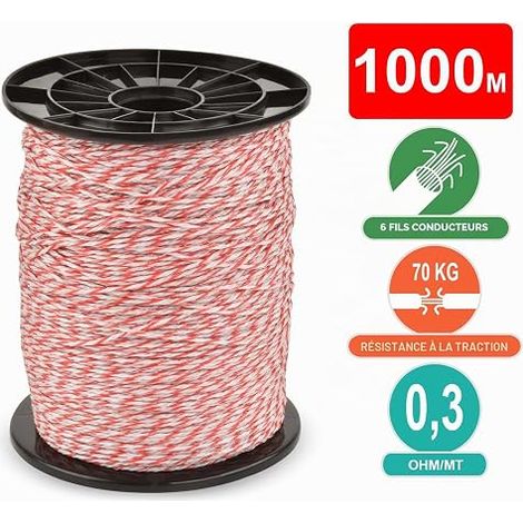 Fil électrique pour Clôture pour le Bétail, Fil de Clôture électrique pour Chevaux, Vaches, Moutons Et Chiens (1/3)