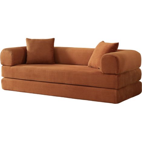 Sofá cama convertible modular en espuma Función cama para una persona Terciopelo Terracota (1/5)