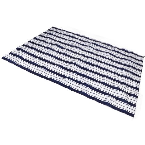 Tapis de Plage Imperméable Léger, Couverture de Pique-nique Voyage Camping Durable, Rayures Bleues 2x1.45m Portable