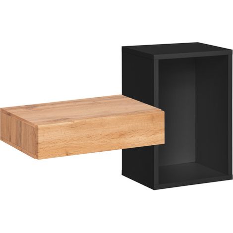 Étagère + tiroir "Easy" - Type 02 - Beige/Noir - L 100 x H 60 x P 30 cm - Livraison gratuite