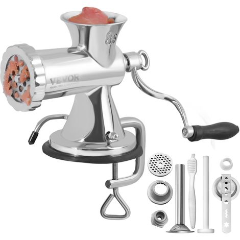 VEVOR Tritacarne Manuale in Acciaio Inossidabile da Tavolo 2 Modi di Fissaggio Ventosa Morsetto per Preparazione di Salsicce Polpette Salumi, Tritacarne Manuale in Acciaio Inox da Tavolo Calibro 8 (1/5)