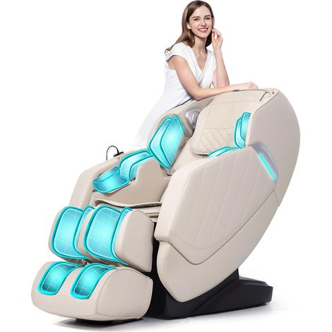 Fauteuil de Massage pour Tout Le Corps - Chaise de Massage Intelligente Zero Gravity - Mains robotiques 3D avec Rail SL - Fauteuil de Relaxation Bluetooth-Brun (1/5)