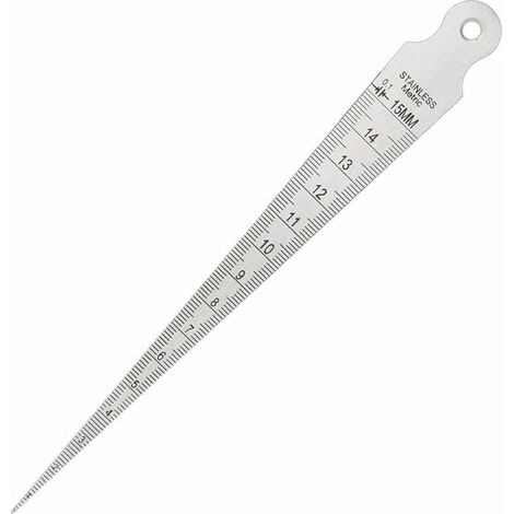 Wedge Palpeur Trou écart Jauge Conique Règle en Acier Inoxydable Inspection de Soudage Jauge Conique Outil Métrique Impérial de Mesure 1-15mm (1/5)