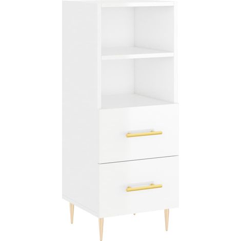 Maison Exclusive - Credenza Bianco Lucido 34,5x34x90 cm in Legno Multistrato